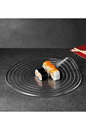 3 ADET  Paşabahçe Platon Halka Desenli El Yapımı Servis Tabağı