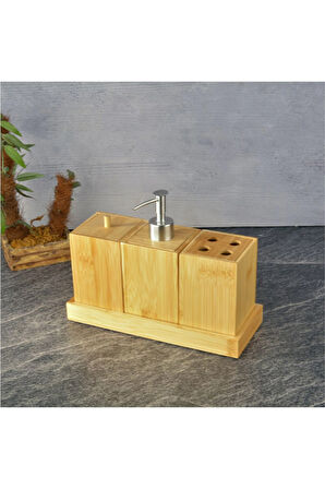 3 ADET  Tohana Bambu Banyo Seti 25x10x16 cm