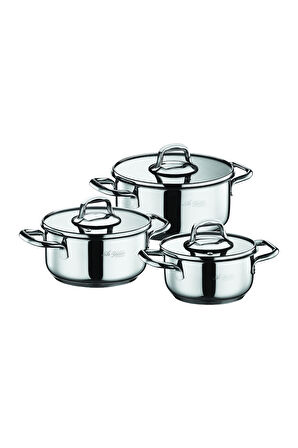 3 ADET  Ar Yıldız Aria Tencere Seti 14-16-18 cm 6 Parça