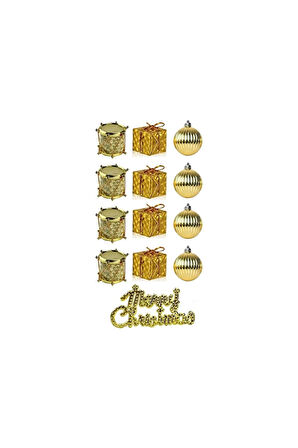 3 ADET  Yılbaşı Ağacı Süsü Dekoratif 4cm Karma Set 12 Li̇