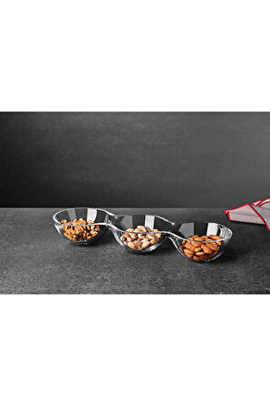 3 ADET  Paşabahçe Crystallin El Yapımı 3'lü Çerezlik