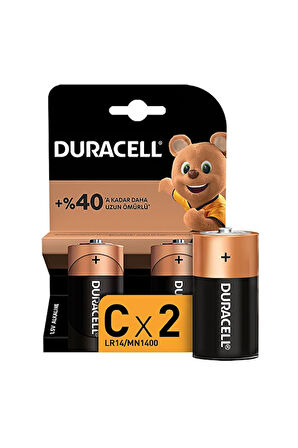 3 ADET  Duracell C 2'Li Pil