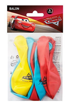 3 ADET  The Cars Poşet İçi 6'Lı Balon (4 Renk Baskılı)