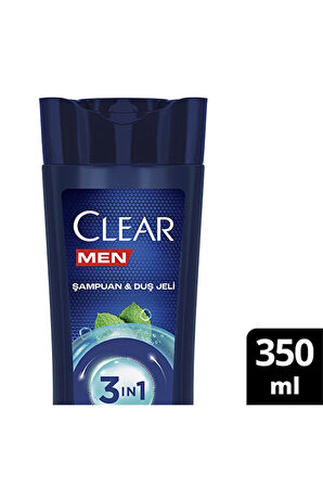 3 ADET  Clear Men Cool Sport 3in1 Şampuan 350 ml