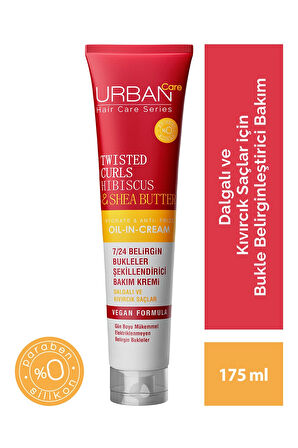 3 ADET  Urban Care Oil In Cream Curl Hibiscus Water & Shea Butter 175ml Saç Kremi