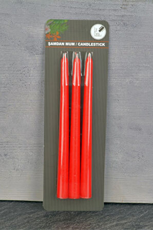 3 ADET  Tohana Şamdan Mum 3lü Kırmızı Lca20321