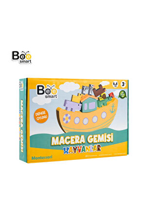 3 ADET  Bee Smart Ahşap Macera Gemisi Hayvanlar Oyunu