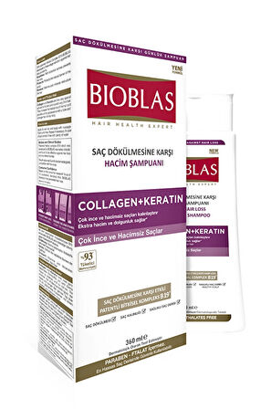4 ADET   Bioblas Şampuan 360 ml Saç Dökülmesine Karşı Collagen + Keratin