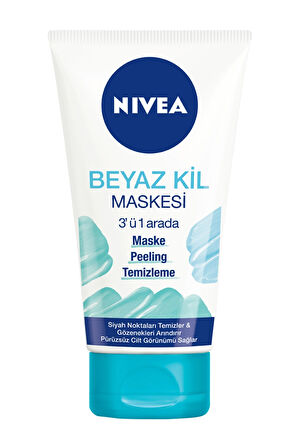 4 ADET   Nivea Visage Beyaz Kil Maskesi 3'ü 1 Arada 150 ml