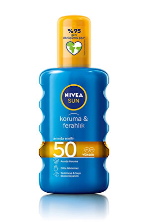 4 ADET   Nivea Sun Transparan Güneş Spreyi Koruma&Ferahlık SPF 50 200 ml