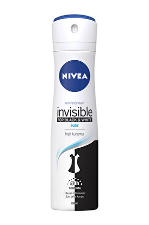 4 ADET   Nivea Deodorant Invisible Black&White Pure 150 ml