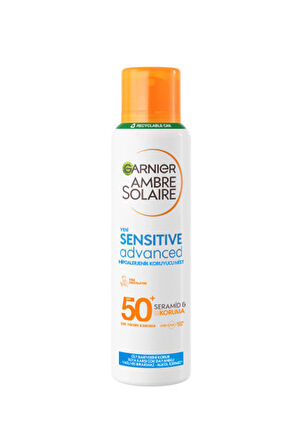 4 ADET   Garnier Ambre Solaire Sensitive Advanced Hipoalerjenik SPF 50+ Güneş Koruyucu Mist 150 ml