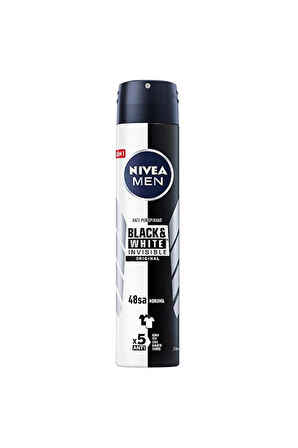 4 ADET   Nivea Deodorant Invisible Black&White Erkek 200 ml