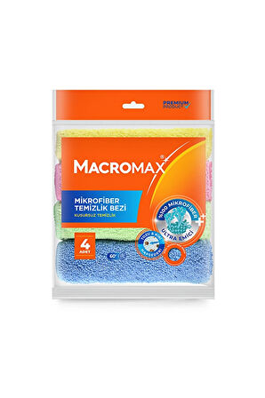 4 ADET   Macromax Mikrofiber Temizlik Bezi 4 Lü