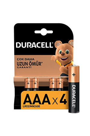 4 ADET   Duracell İnce 4'Lü Pil