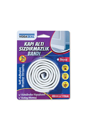 4 ADET   Vodaseal Kapı Altı Sızdırmazlık Bandı 40mmx110cm Beyaz