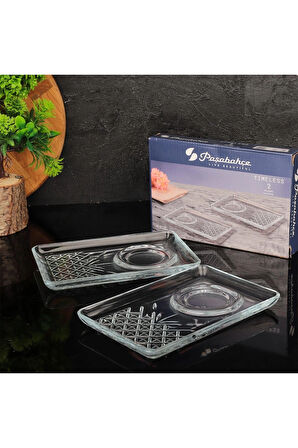 4 ADET   Paşabahçe Timeless Çay Tabağı 2'li