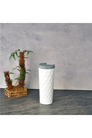 4 ADET   Tohana Paslanmaz Çelik Termos Kupa Beyaz 400 cc