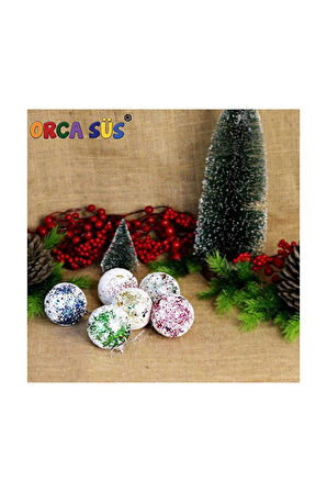 4 ADET   Yılbaşı Ağacı Süsü 6'Lı 6 cm Toplar Mix