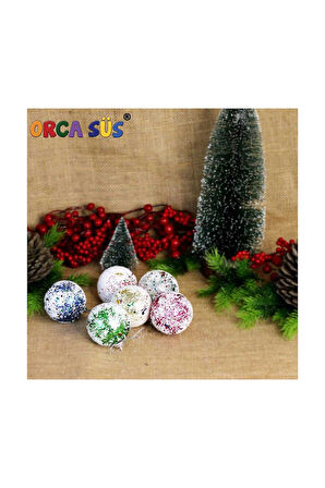 4 ADET   Yılbaşı Ağacı Süsü 6'Lı 6 cm Toplar Mix