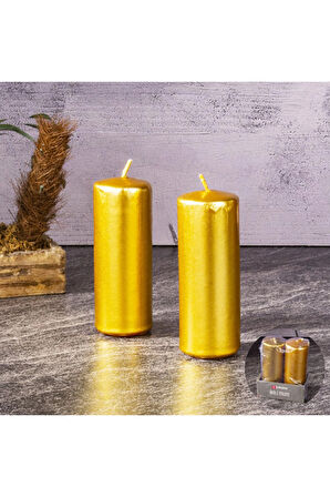 4 ADET   Tohana Altın Mum 2'li 10x4 cm