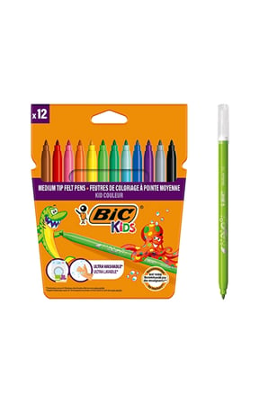 4 ADET   BIC Kids Couleur (Ultra Yıkanabilir) Keçeli Boya Kalemi 12'li Kutu