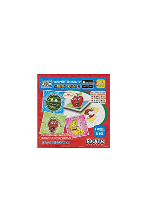 4 ADET   Puzzle Jagu Mini Meyveler 16 Prc Akar