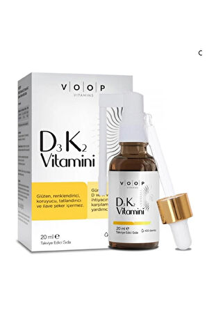 4 ADET   VOOP D3K2 Vitamin D3, Vitamin K2 İçeren Takviye Edici Gıda 20ml