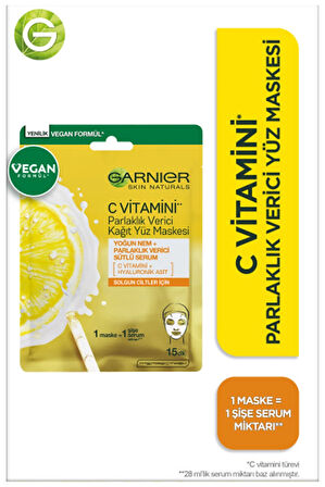 4 ADET   Garnier Kağıt Maske Vitamin C Serum