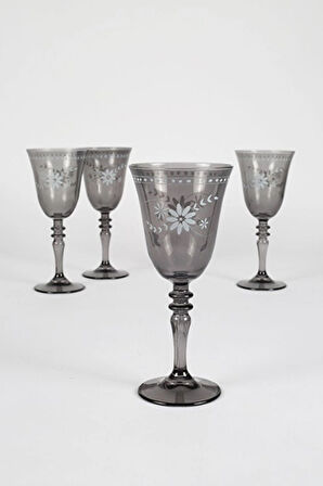 4 ADET   Rakle Nazenin 4lü Su Kadeh Seti Füme 270cc Nzn141