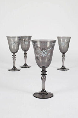 4 ADET   Rakle Nazenin 4lü Su Kadeh Seti Füme 270cc Nzn141