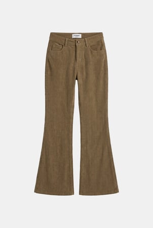 Kadın Sütlü Kahve Flare Fit Velvet Kadife Kumaş Pantolon