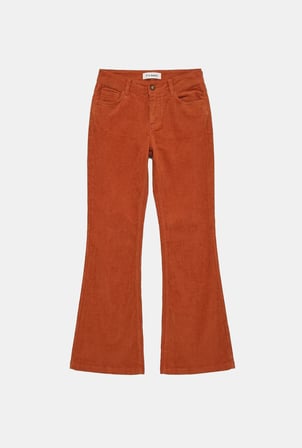 Kadın Turuncu Flare Fit Velvet Kadife Kumaş Pantolon