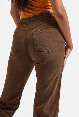 Kadın Kahve Flare Fit Velvet Kadife Kumaş Pantolon