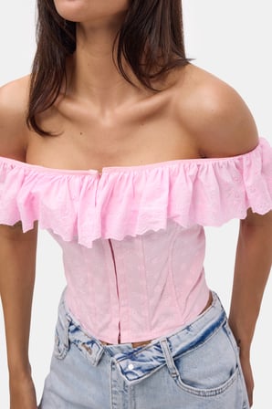 Kadın Pembe Balenli Bağcıklı Özel Tasarım Straplez Büstiyer