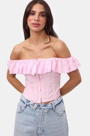 Kadın Pembe Balenli Bağcıklı Özel Tasarım Straplez Büstiyer