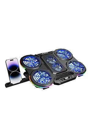 Rampage PROTE R6 RGB Işıklı 6 Fanlı Telefon Tutuculu Notebook Soğutucu Stand