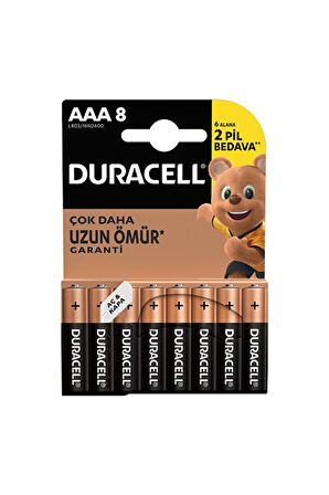 Duracell Basic Alkalin AAA 8'Li İnce Pil