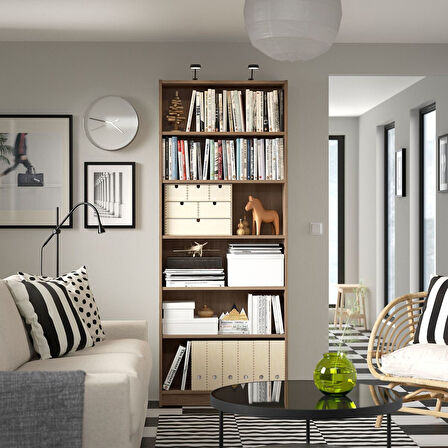 Kitaplık, meşe görünümlü, 80x28x202 cm