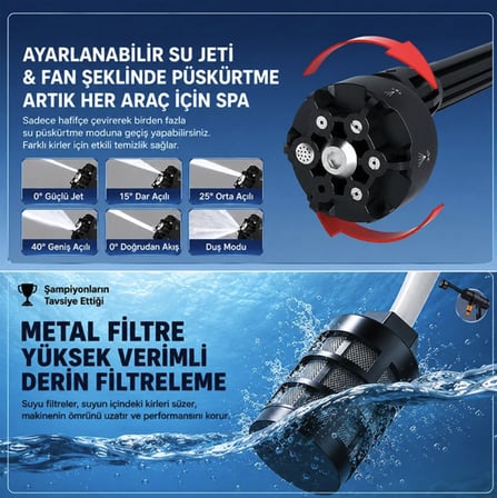 Şarjlı 18000 rpm Basınçlı araba yıkama tabancası köpük tazyikli su püskürtme makinası araç bahçe yıkama
