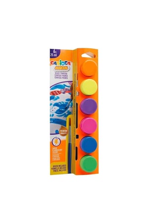 2 ADET Carioca Tempera Suluboya Süper Yıkanabilir Fırçalı Fosforlu Renkler 6*25ml