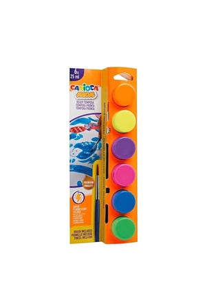 3 ADET Carioca Tempera Suluboya Süper Yıkanabilir Fırçalı Fosforlu Renkler 6*25ml