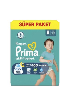2 ADET Prima Aktif Bebek Süper Paket (8) 17 + kg 27 Adet Bebek Bezi
