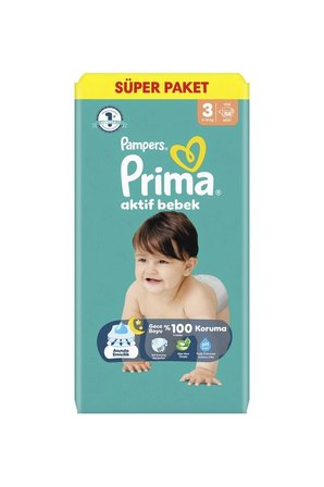 2 ADET Prima Aktif Bebek Süper Paket 3) Midi 6-10 kg 58 Adet Bebek Bezi