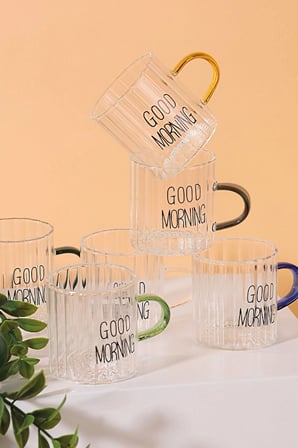 3 ADET Arow Winsome Kulplu Cam Bardak 6'lı 100 ml