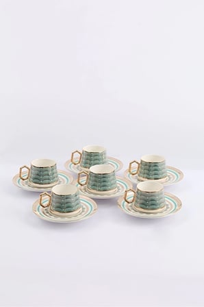 3 ADET Sandro Moreno 1453 Geometrik İstiridye 2 Kahve Seti 90 ml