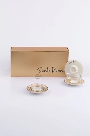 4 ADET Sandro Moreno 1453 İstiridye Optik 12 Parça Çay Takımı 110 ml