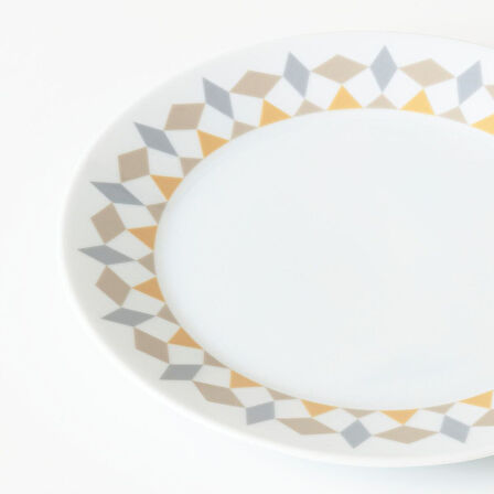 Tabak, beyaz-çok renkli desenli, 20 cm