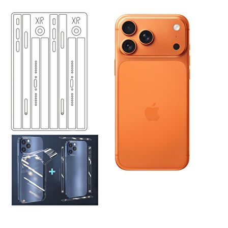 İphone 17 pro max için arka ve yan şeffaf kaplama Tpu sticker Çizilme önleyici kaplama sticker