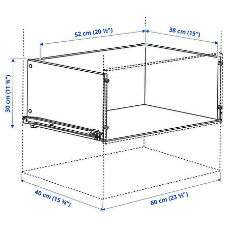 Ön panelsiz çekmece, beyaz, 30x40 cm